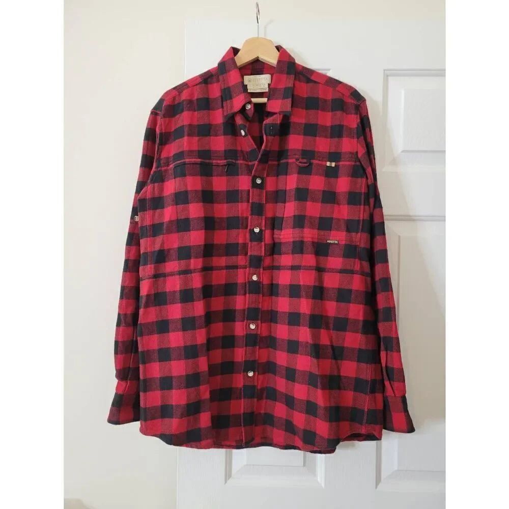 Beretta Wood Flannel Overshirt Red M